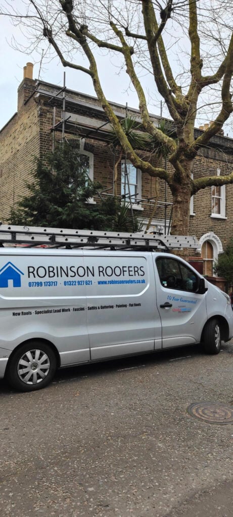 Robinson Roofers van on site