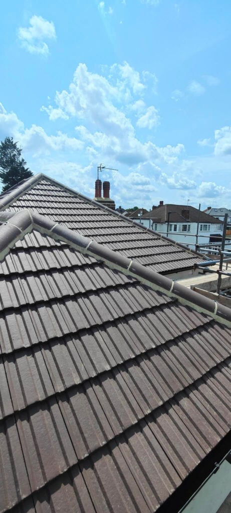 Roof repair work in progress